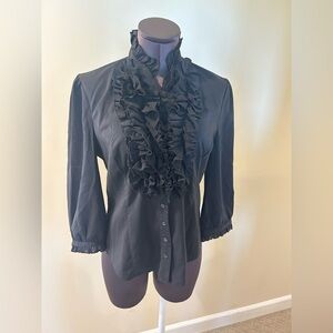 Spense Black Ruffled Blouse size S